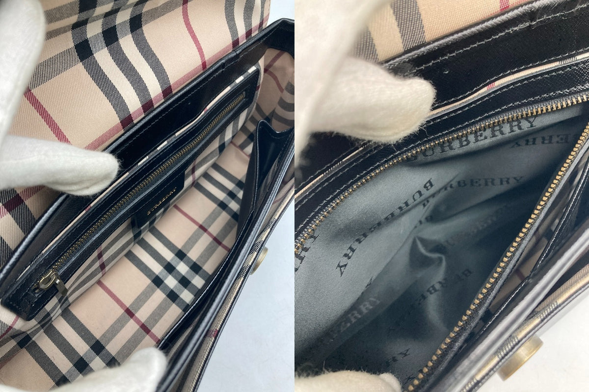 BURBERRY バーバリー ワンショルダーバッグ レディース レザー フォーマル ブラック 中古 D4