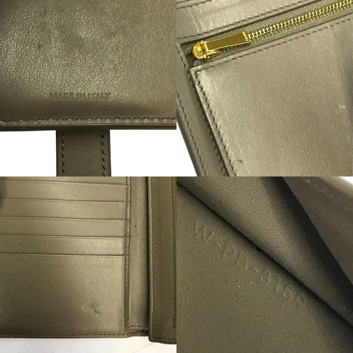 CELINE セリーヌ ミディアム ストラップウォレット 財布 レディース レザー 二つ折り シンプル コンパクト グレー 中古 T1