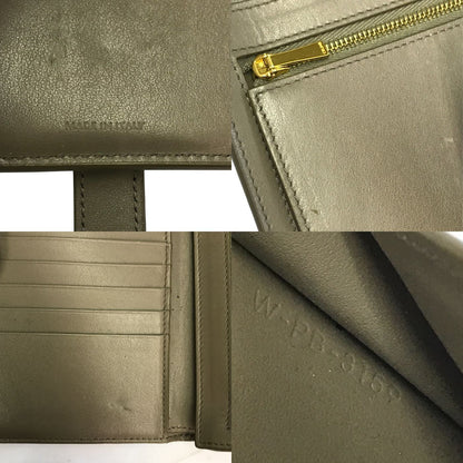 CELINE セリーヌ ミディアム ストラップウォレット 財布 レディース レザー 二つ折り シンプル コンパクト グレー 中古 T1