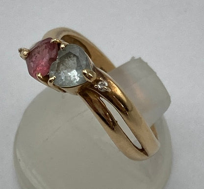 K18 ダイヤ0.01ct ハート石 リング 11号 中古 D4