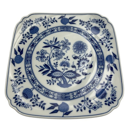 HUTSCHENREUTHER フッチェンロイター ブルーオニオン スクエアプレート24cm＆コーヒー ペア 洋食器 カップ＆ソーサー 皿 中古 W４