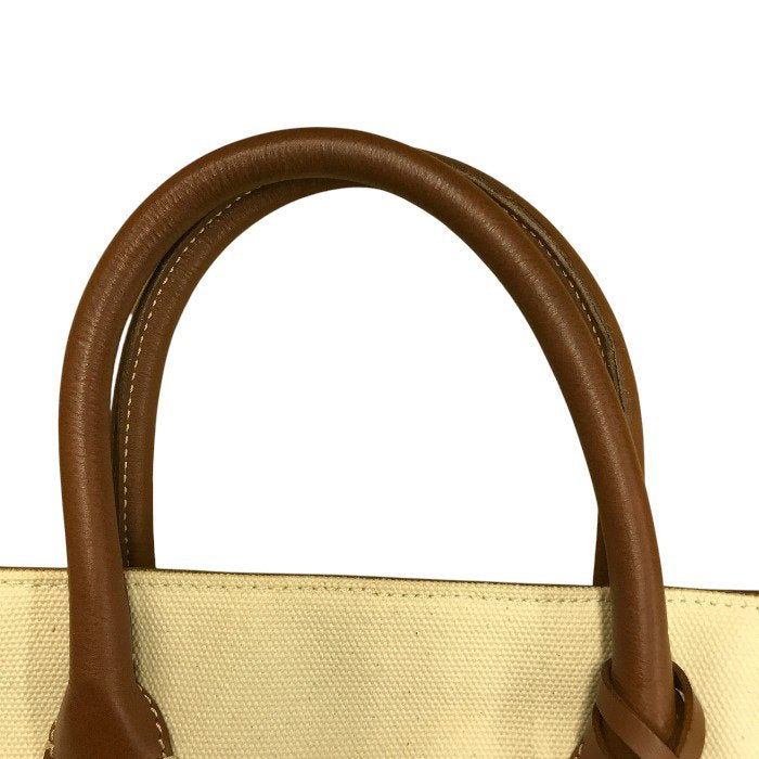 Ralph Lauren ラルフローレン トートバッグ レディース オールシーズン キャンバス アイボリー/ブラウン 中古 N1