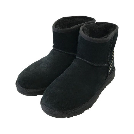UGG アグ クラシック ミニ デコ スエード ブーツ メンズ レディース ステッチ ムートン スウェード ブラック 25cm 1115565 中古 T1