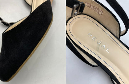 REGAL リーガル アンクルストラップ ローヒール パンプス F06L ブラック 23.5cm 中古 D4