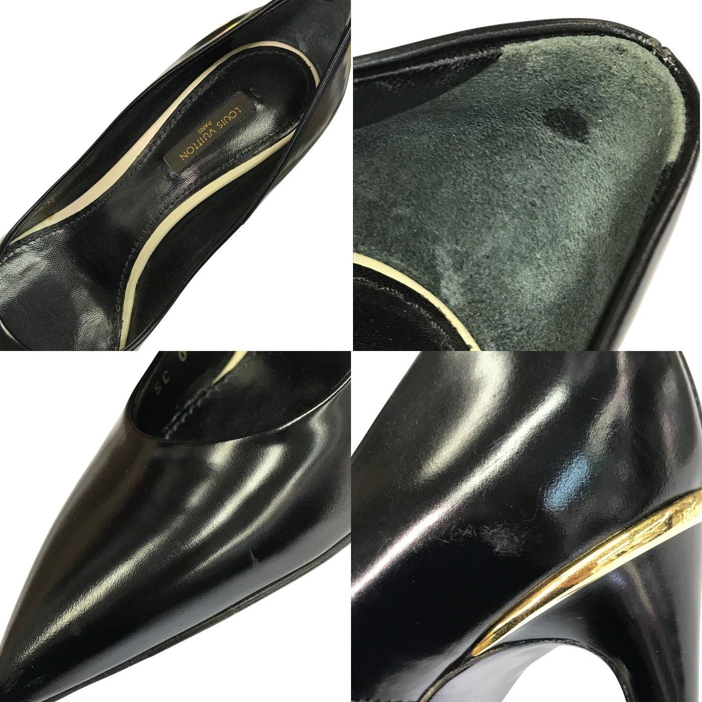 LOUIS VUITTON ルイヴィトン パンプス レディース レザー ハイヒール ポインテッドトゥ ブラック 36.5サイズ 中古 T1