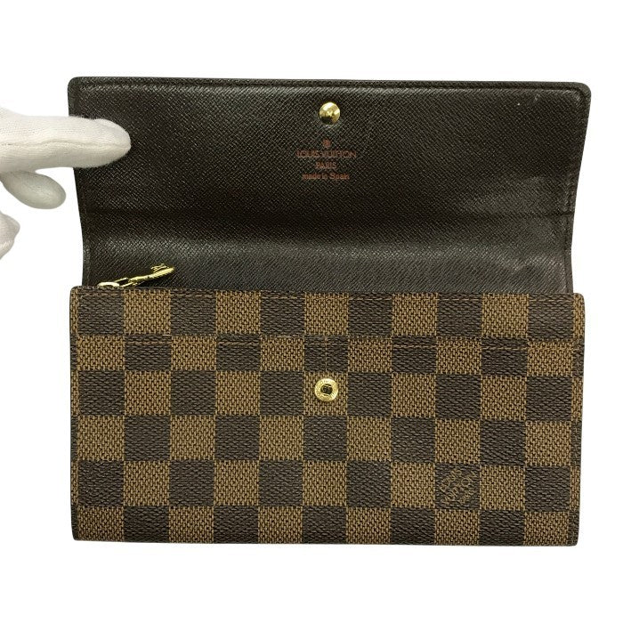 LOUIS VUITTON ルイヴィトン ダミエ エベヌ ポルトフォイユサラ 長財布 2つ折り 旧型 ブラウン N61734 中古 T1