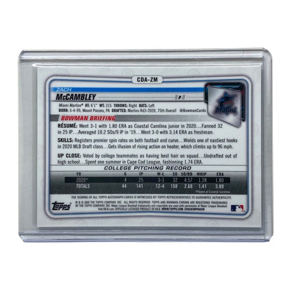 TOPPS MLBカード BOWMAN CHROME 1st ZACH MCCAMBLEY MARLINS 26/99 #CDA-ZM 中古 IT2