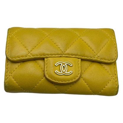 CHANEL シャネル マトラッセ キーケース イエロー ラムレザー ブランド ココマーク 6連 中古 W４