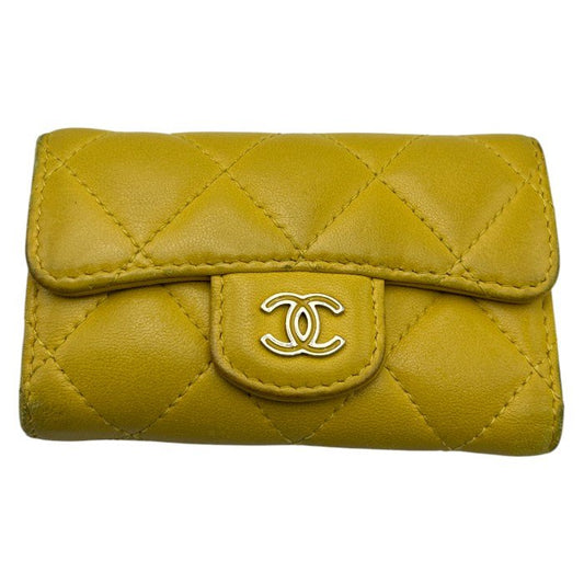 CHANEL シャネル マトラッセ キーケース イエロー ラムレザー ブランド ココマーク 6連 中古 W４