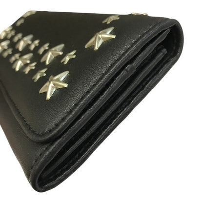 JIMMY CHOO ジミーチュウ ニノ 長財布 レディース 2つ折り レザー NINO 小銭入れ付き スタースタッズ ブラック 中古 T1