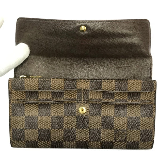 LOUIS VUITTON ルイヴィトン ダミエ エベヌ ポルトフォイユサラ 長財布 2つ折り 旧型 小銭入れあり ブラウン N61734 中古 T1