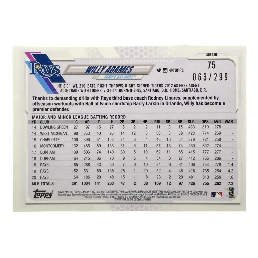 TOPPS MLBカード CHROME WILLY ADAMES TAMPA BAY RAYS /299 #75 中古 IT2