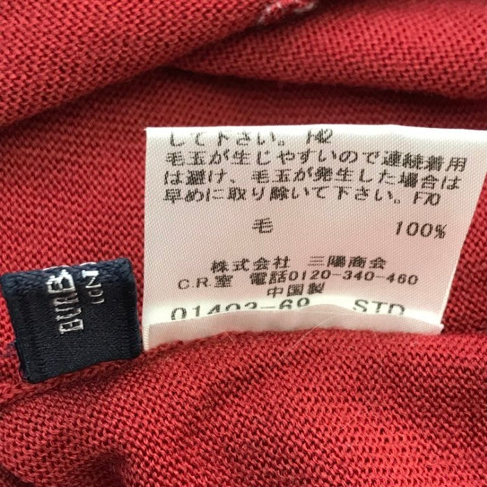 BURBERRY LONDON バーバリー ニットトップス レディース ウール セーター タートルネック チェック柄 リブ編み レッド 2サイズ FB042-923-16 中古 T1