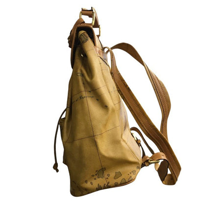 PRIMA CLASSE プリマクラッセ リュック ユニセックス オールシーズン 世界地図 ブラウン 中古 N1