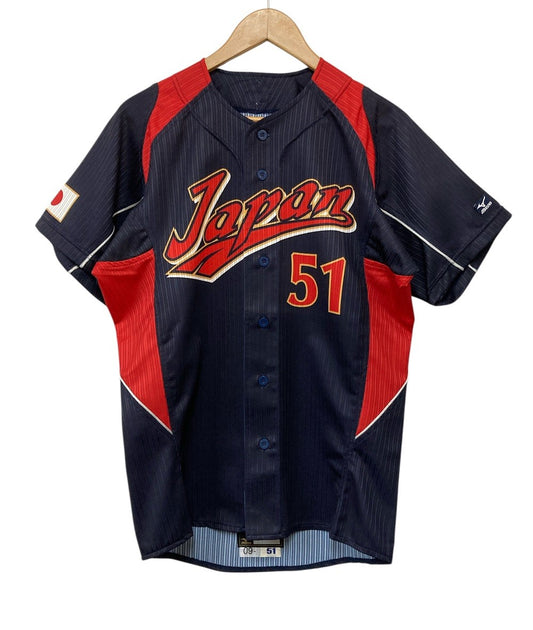 MIZUNO ミズノ WBC 2009年 日本代表ユニフォーム イチロー 52MW-88284 ネイビー×レッド Mサイズ 中古 D4