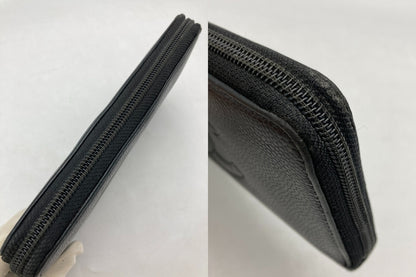 CHANEL シャネル キャビアスキン ラウンドファスナー長財布 ブラック 中古 D4