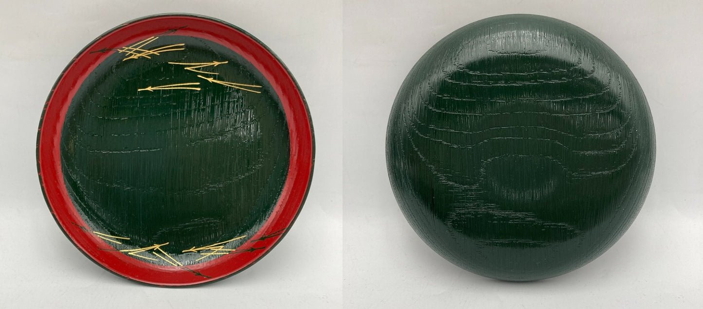 塗師 龍斎 木製 松葉 銘々皿 5客 中古 D4