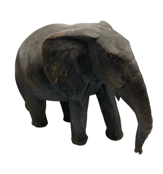 アンティーク 木製 木彫り 象 エレファント 工芸品 中古 4