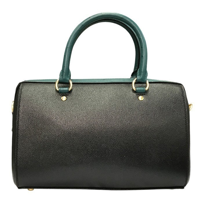COACH コーチ ハンドバッグ レディース レザー 2way 斜め掛け ショルダー ボストン ブラック/グリーン F88033 中古 T1