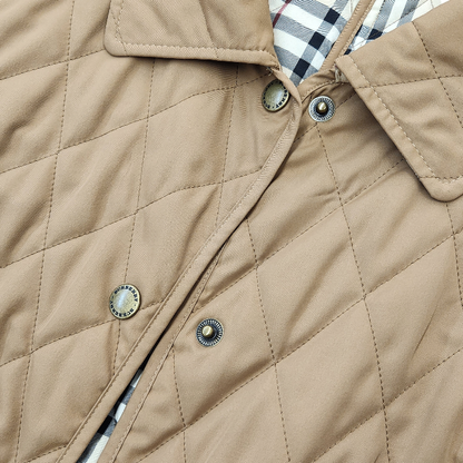 BURBERRY バーバリー ジャケット レディース 秋冬 キルティング 中綿 裏チェック柄 ベージュ 42サイズ FC059-730 中古 T1