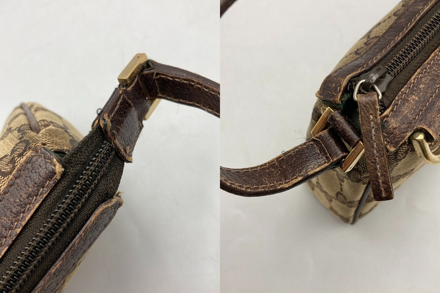 GUCCI グッチ GGキャンバス ハンドバッグ アクセサリーポーチ ブラウン 145750 中古 D4