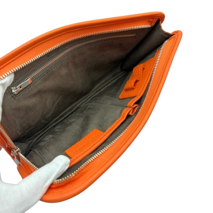 PELLE MORBIDA ペッレモルビダ セカンドバッグ クラッチバッグ 鞄 バッグ レザー 本革 オレンジ メンズ 中古 W４