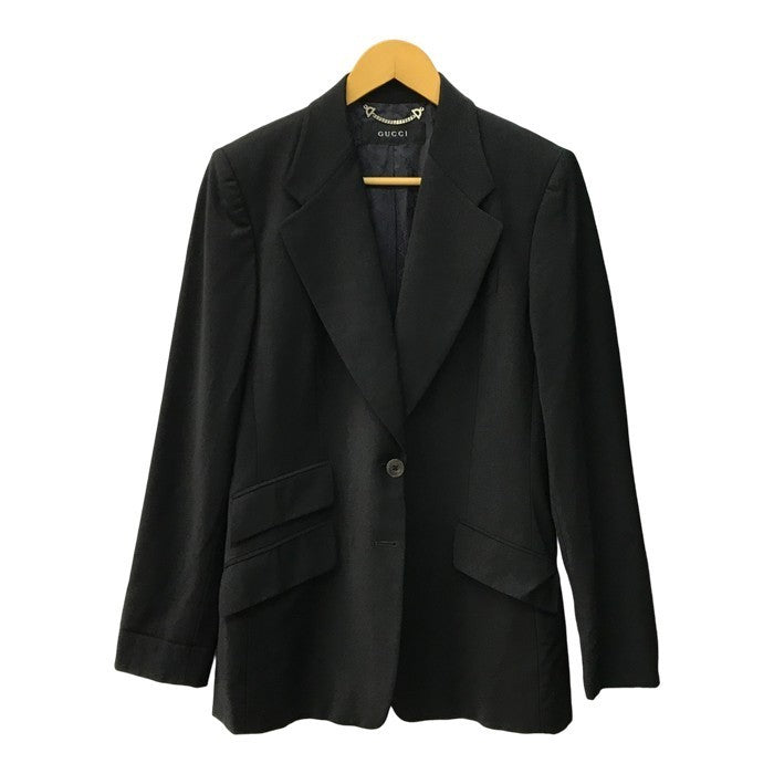 GUCCI グッチ テーラードジャケット レディース ウール シングルブレスト チェンジポケット チャコールグレー 中古 T1