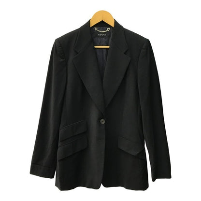 GUCCI グッチ テーラードジャケット レディース ウール シングルブレスト チェンジポケット チャコールグレー 中古 T1