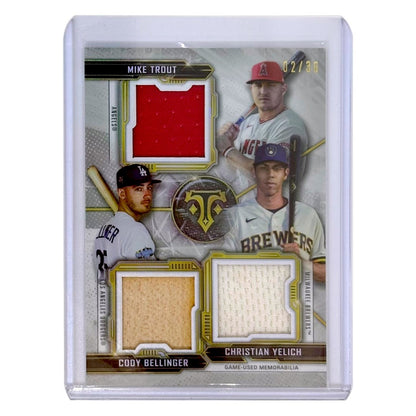 TOPPS MLBカード TRIPLE THREADS MIKE TROUT ANGELS CODY BELLINGER DODGERS CHRISTIAN YELICH BREWERS /36 #RCC-TBY 中古 IT1