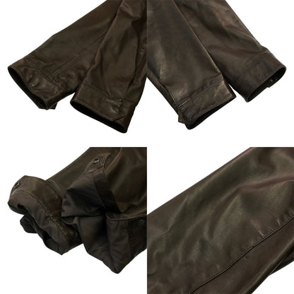 Salvatore Ferragamo サルバトーレフェラガモ レザージャケット メンズ シングルブレスト フルジップ ブラウン 54サイズ 中古 T1
