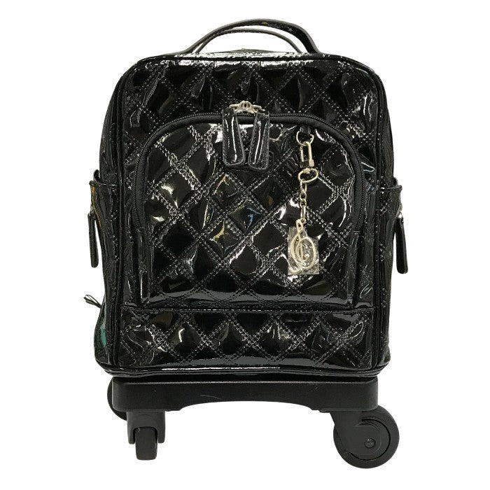 SWANY スワニー キャリーバッグ レディース エナメル調 キルティング 4輪ストッパー 静音 軽量 バッグ取り外し可 ブラック 中古 T1