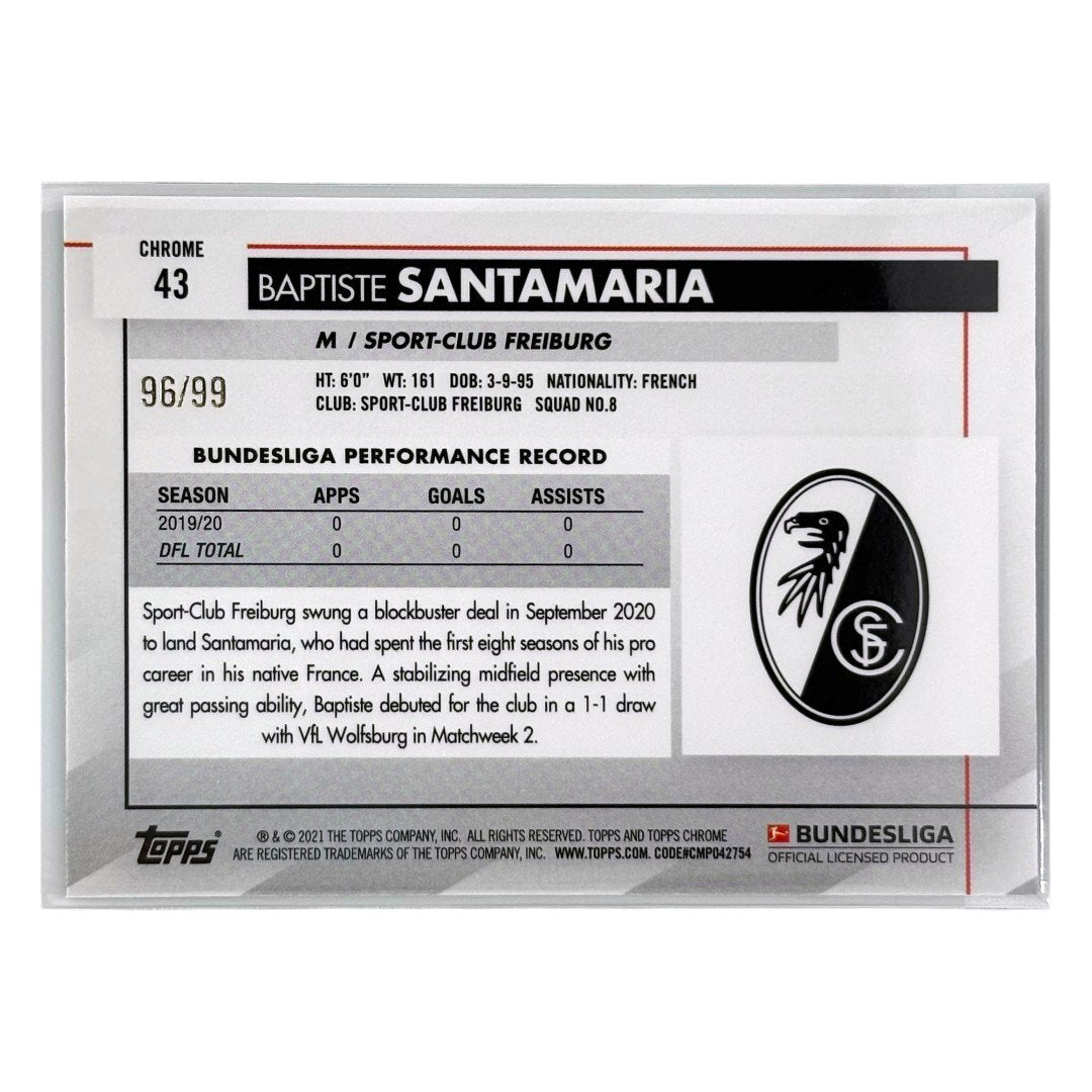 TOPPS サッカーカード CHROME BAPTISTE SANTAMARIA FREIBURG /99 #43 中古 IT1