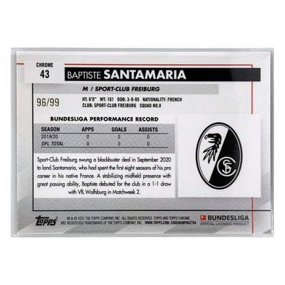 TOPPS サッカーカード CHROME BAPTISTE SANTAMARIA FREIBURG /99 #43 中古 IT1