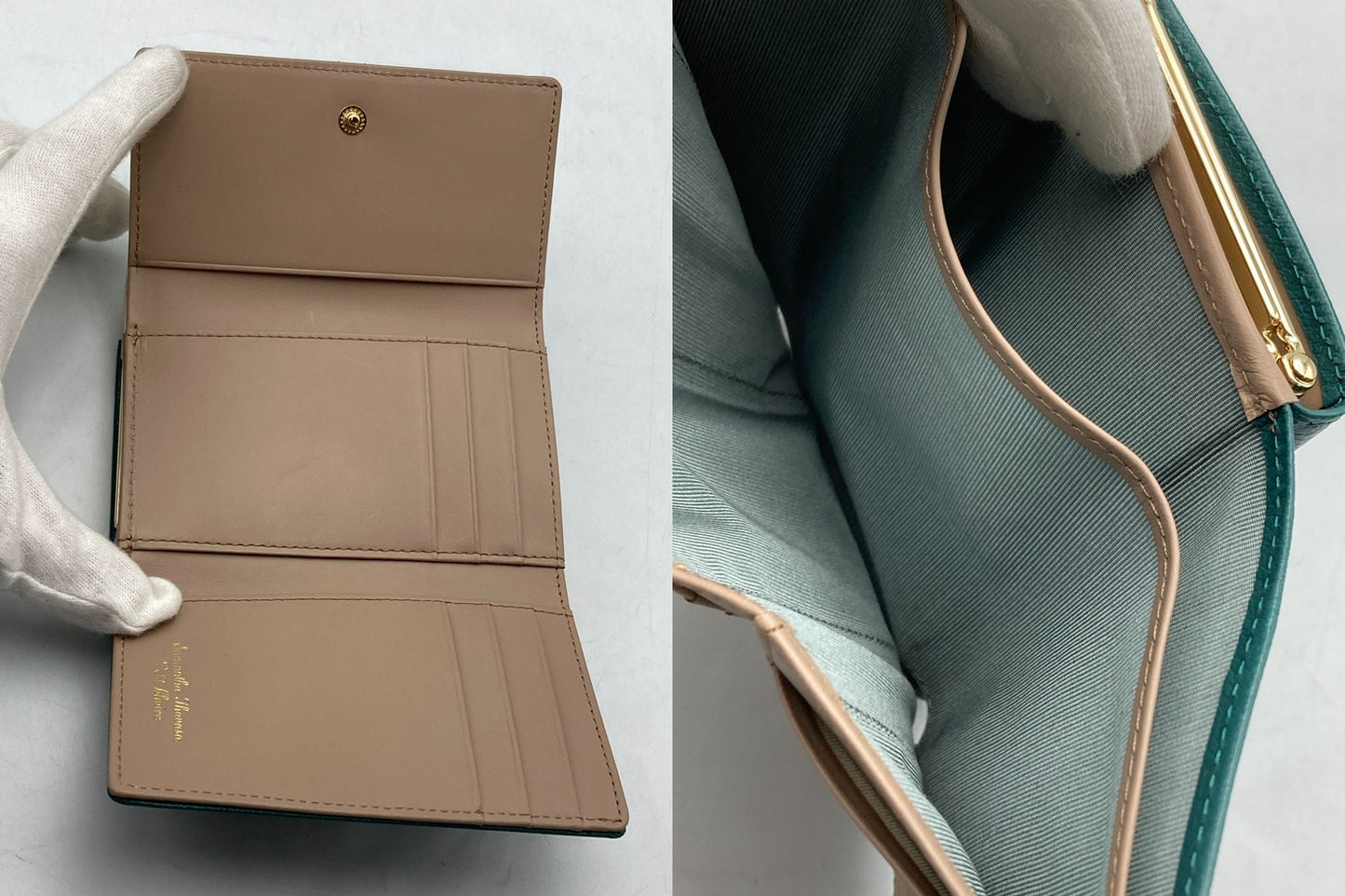 Samantha Thavasa Petit Choice サマンサタバサ プチチョイス バイカラー フロントベルト 口金折財布 中古 D4