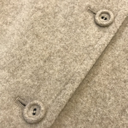 オオカミとフクロウ ノーカラーコート レディース 冬 ウール ロング ベルト 裏地あり ベージュ portom21152 中古 T1