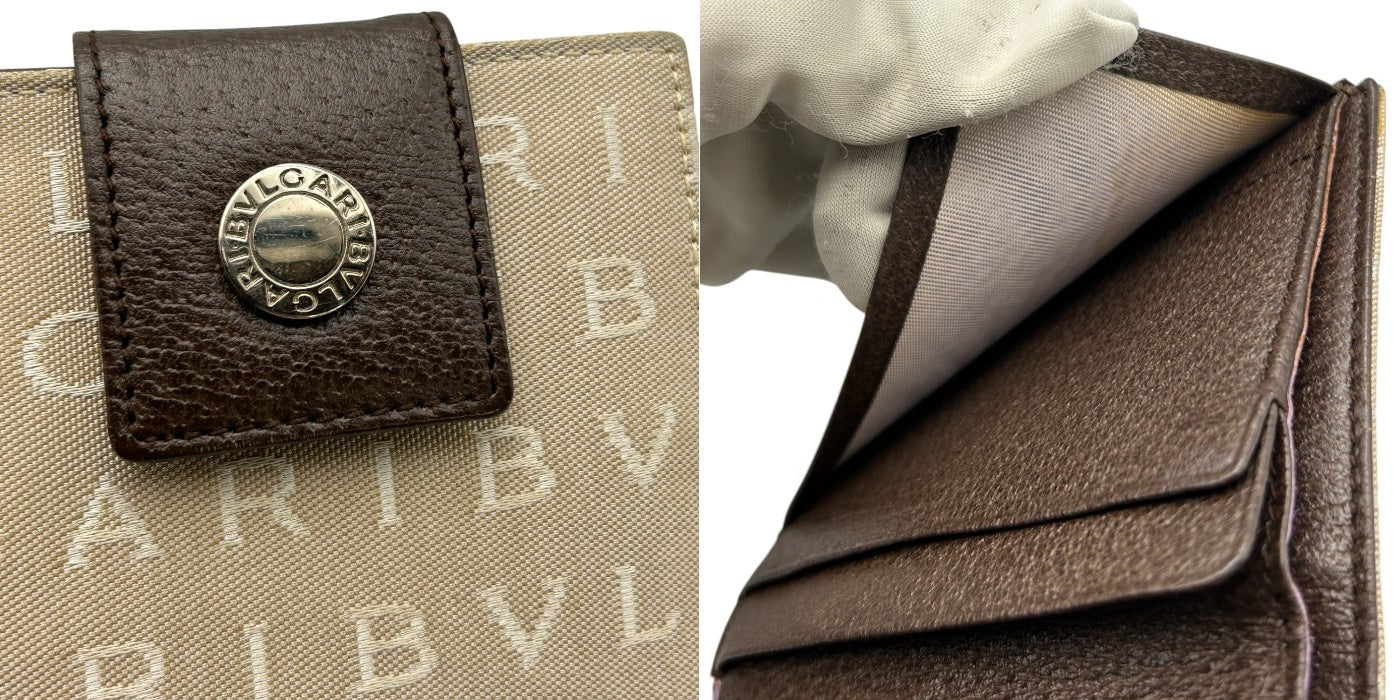 BVLGARI ブルガリ ロゴマニア 2つ折り 財布 小さめ コンパクト ブランド メンズ 中古 W４