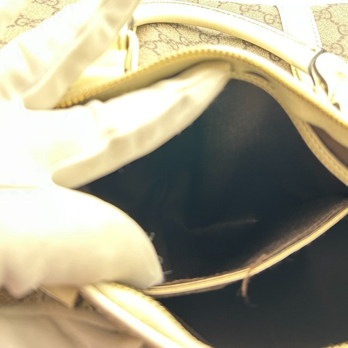 GUCCI グッチ ボストンバッグ ユニセックス GGプラス ホワイト/グレー 193603 鞄 おしゃれ ブランド エナメル レディース メンズ 中古 W４