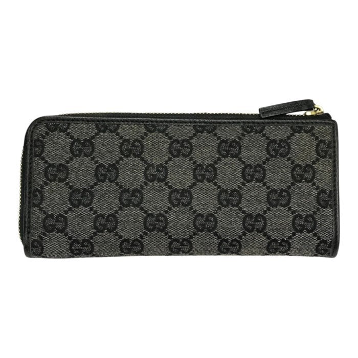 GUCCI グッチ GGキャンバス 長財布 レディース L字ファスナー スリム ジャガード ブラック/グレー 268917 中古 T1