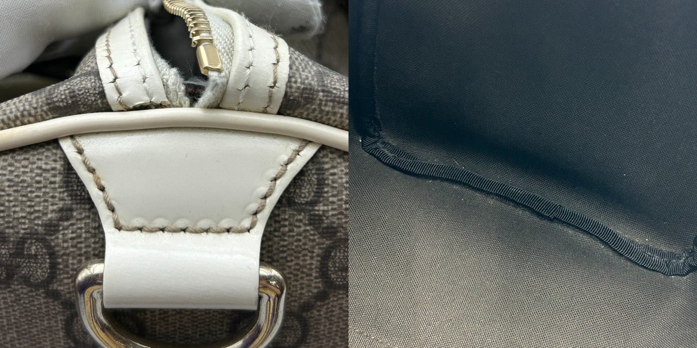 GUCCI グッチ ボストンバッグ ユニセックス GGプラス ホワイト/グレー 193603 鞄 おしゃれ ブランド エナメル レディース メンズ 中古 W４