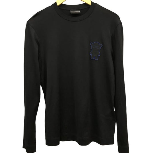 EMPORIO ARMANI エンポリオアルマーニ Tシャツ メンズ 長袖 カットソー クマ メガネ ブラック XSサイズ 6K1TP3 1JUVZ 中古 KW1