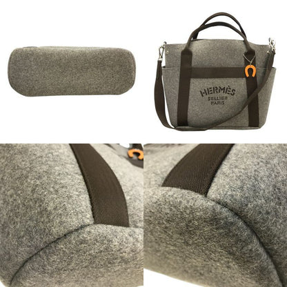 HERMES エルメス サックドパンサージュ トートバッグ ユニセックス フェルト ソーエルメス 限定 2way グレー/ブラウン 中古 T1