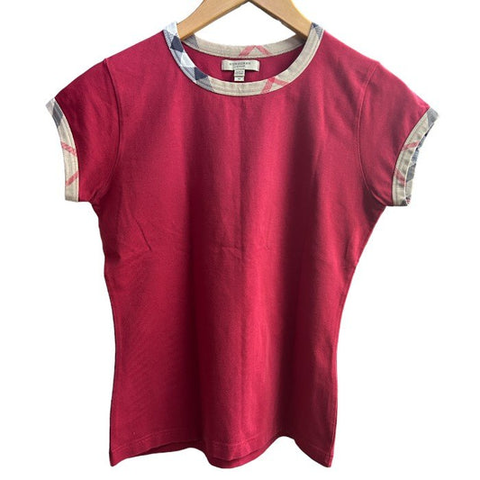 BURBERRY LONDON インポート Tシャツ チェック レッド M PTCAMPIN4700BRA バーバリー ロンドン レディース 半袖 夏 トップス 中古 W４