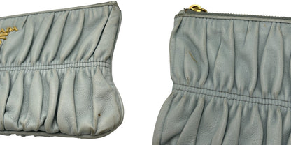 PRADA プラダ フラットポーチ 1M1152 グレー 小物入れ ブランド かわいい おしゃれ ミニ 中古 W４