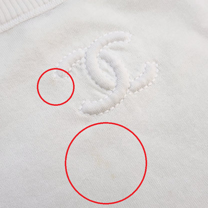 CHANEL シャネル トップス レディース 春夏 長袖 コットン ニット フリル 五分袖 ココマーク ホワイト 36サイズ P35143K02046 中古 T1