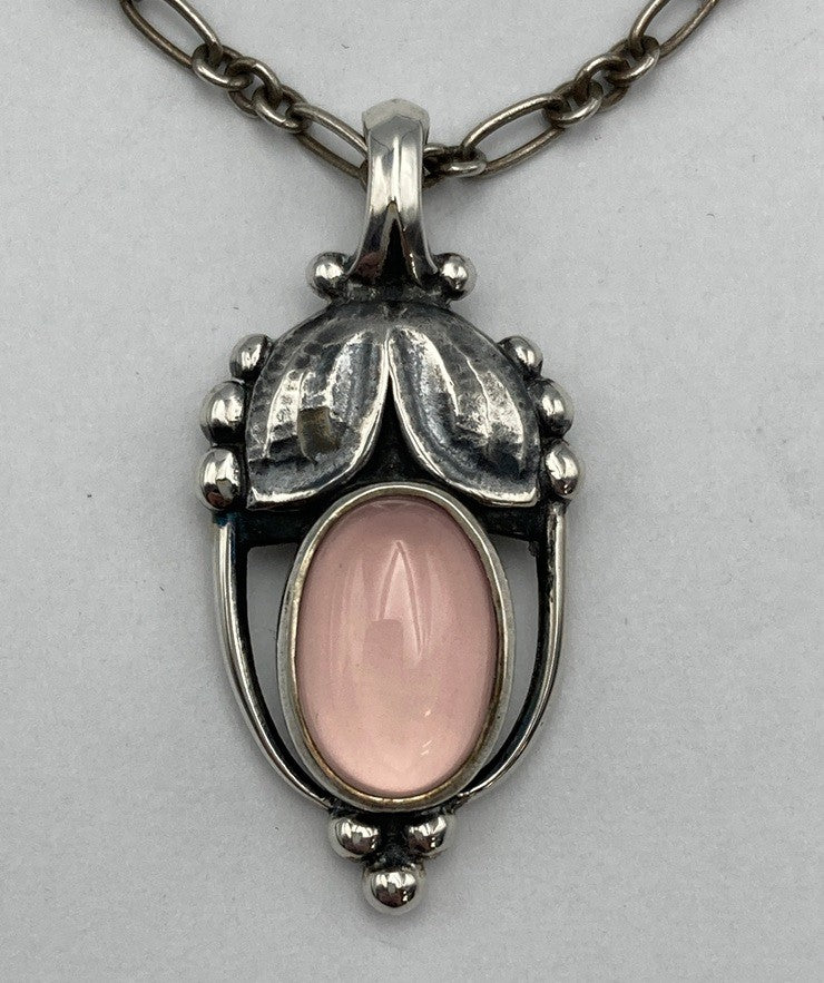 GEORG JENSEN ジョージジェンセン 2003年 ヘリテージ イヤーネックレス SV925 ローズクォーツ 中古 D4