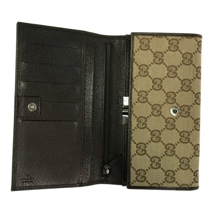 GUCCI グッチ GGキャンバス 長財布 レディース 2つ折り がま口 ブラウン 115100 中古 T1