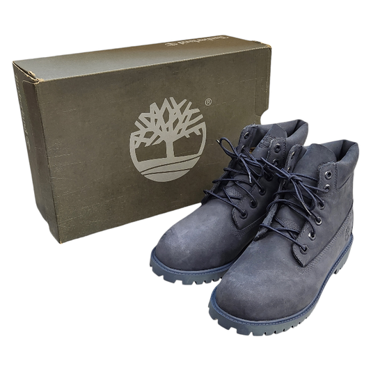 Timberland ティンバーランド 6インチ ワークブーツ ジュニア レディース ヌバック レザー 防水 ウォータープルーフ ネイビー 24cm A171S 中古 T1