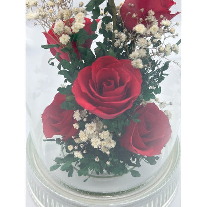 Reine De Fleur レンデフロール ボトルフラワー H-S 薔薇 カスミソウ バラ かすみ草 ドライフラワー 日本製 インテリア 置物 中古 W４