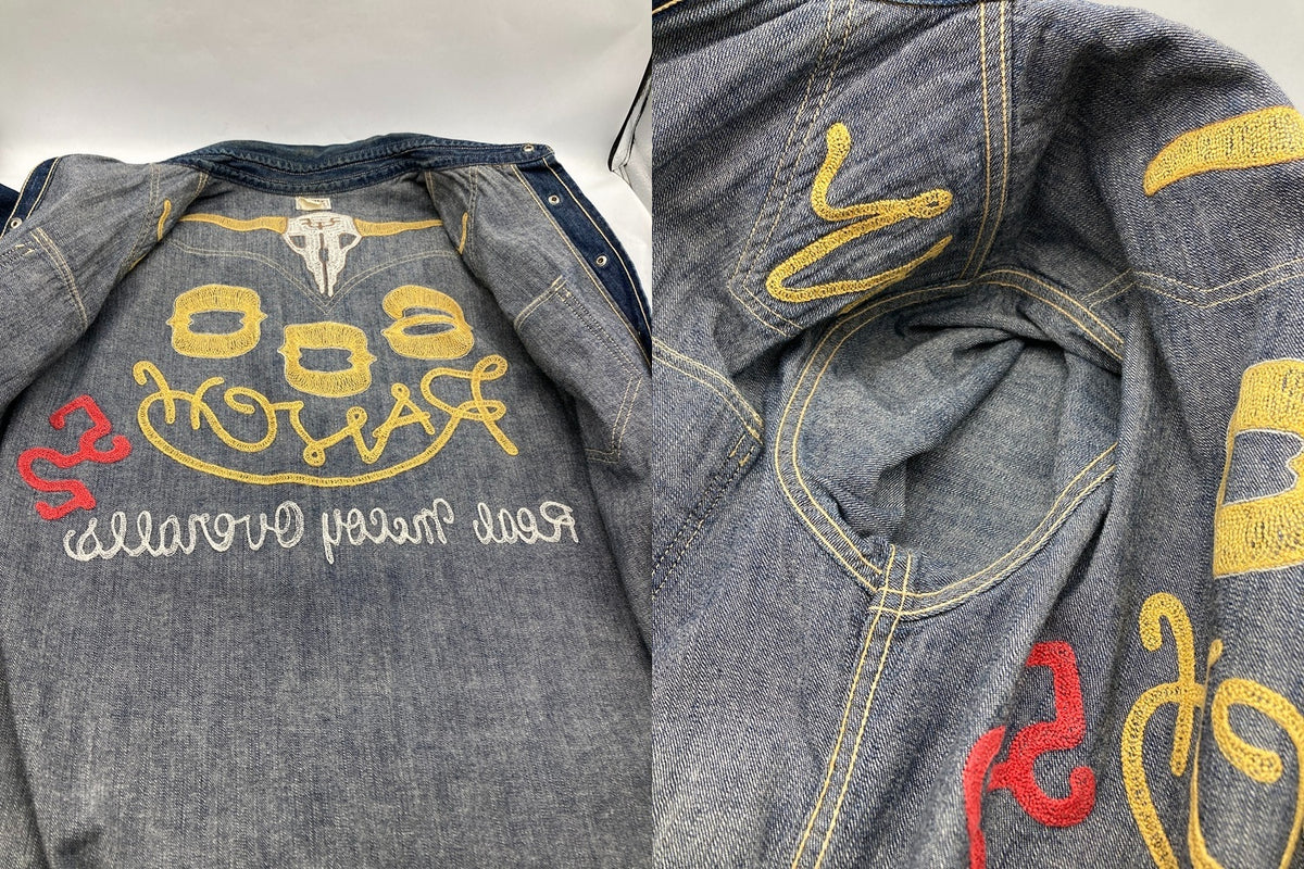 THE REAL McCOY’S ザリアルマッコイズ 600 RANCH 刺繍 ウエスタン デニムシャツ 半袖 サイズ15 メンズ 中古 D4