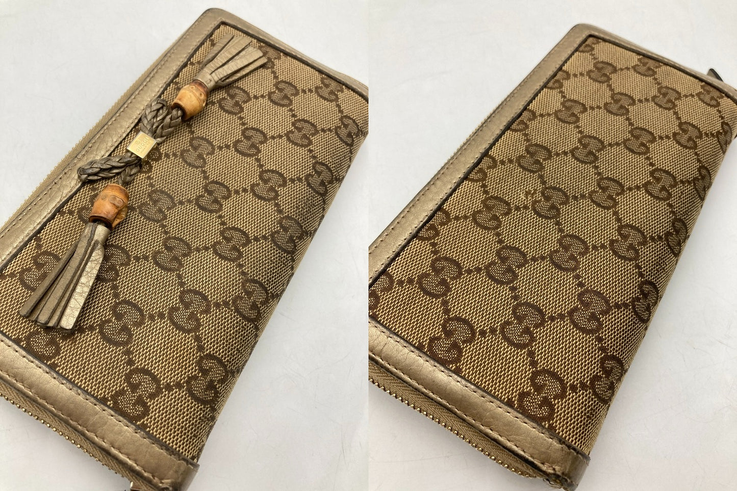 GUCCI グッチ GGキャンバス バンブータッセル ラウンドファスナー長財布 269991 中古 D4